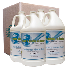 Load image into Gallery viewer, image of a case of 4 x 1 gallon waterless hand soap bottle by worx clean and gentle brand