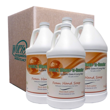 Load image into Gallery viewer, image of a case of 4 x 1 gallon foam hand soap bottle by worx clean and gentle brand