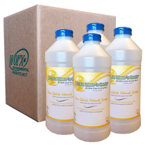Load image into Gallery viewer, image of case of 4 x 1 lb eco gold hand soap powder bottle by worx clean and gentle brand