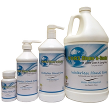 Load image into Gallery viewer, image of all four sizes of waterless hand soap by worx clean and gentle brand