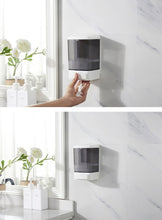 Load image into Gallery viewer, image of an installed worx manual wall soap dispenser with sample use